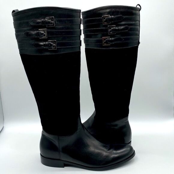 Aquatalia Leather and suede knee high boots A7 - Picture 2 of 10